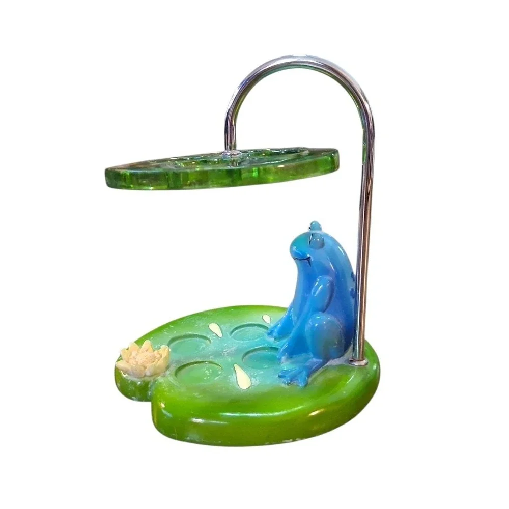 Rare Resin Frog on Lilly Pad Flowers Splish Splash Child's Toothbrush Holder